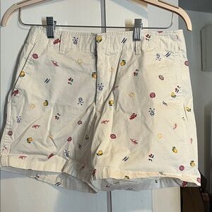 GAP Cream Embroidered Icon Print Shorts